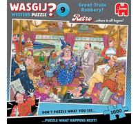 Wasgij Retro Mystery 9, The Great Train Robbery - Puzzle unique de 1000 pièces pour adultes - Puzzles colorés, stimulants et casse-tête pour adultes - 100 % carton recyclé - Jumbo