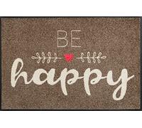 wash+dry BE Happy Paillasson Lavable intérieur et extérieur Marron 50 x 75 cm