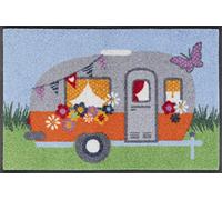 Wash+Dry Happy Camping Tapis Del Sol, Polyamide Dos : Caoutchouc Nitrile, Multicolore, 40x60cm