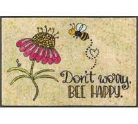 Wash+Dry Paillasson, Bee Happy 50x75cm, intérieur et extérieur, Lavable, Multicolore