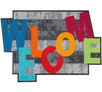 Wash+Dry Paillasson, Crazy Welcome 60x85 cm, intérieur et extérieur, Lavable, Coloré