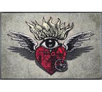 wash+dry Paillasson, Design Flaming Heart 50x75cm, intérieur, lavalble, sans Bordure, Multicolore