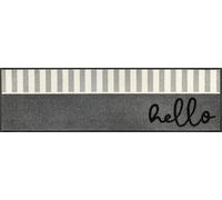 wash+dry Paillasson, Design Hello Stripes 35x120cm, intérieur, lavalble, sans Bordure, Gris