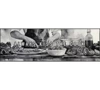 wash+dry Paillasson, Design Kiss The Cook 60x180cm, intérieur, lavalble, sans Bordure, Gris