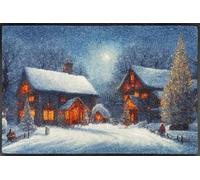Wash+Dry Paillasson Twinkle Village 50 x 75 cm, pour intérieur et extérieur, Lavable