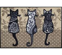 Wash+Dry Tapis Katzenbande Del Sol – Polyamide, dos en caoutchouc nitrile, taupe, 80 x 150 cm