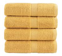 vidaXL Serviettes de Qualité Supérieure 4 pcs, Serviettes de Douche, Draps de Bain, Serviettes d'Invité de Salle de Bain, Doré 600g/m²