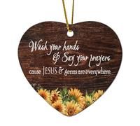 « Wash Your Hands & Say Your Prayers, Cause Jesus & Germs Are Everywhere » Décoration de Noël en céramique pour sapin de Noël, pendentif en forme de boule de Noël, cadeau souvenir de Noël