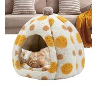 Washable Covered Pet Bed, Plush Winter Cat House, 16.14x16.14x17.72 inches, Removable Cushion, Warm and Cozy, Indoor Cat Hideouts for Bedroom, Living Room, Study