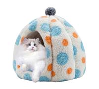 Washable Covered Pet Bed, Plush Winter Cat House, 16.14x16.14x17.72 inches, Removable Cushion, Warm and Cozy, Indoor Cat Hideouts for Bedroom, Living Room, Study