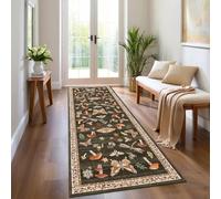 Washable Runner Rug 2x6, Whimsical Mushroom Insect Non-Slip Kitchen Runner, Vintage Bedroom Bedside Mat, Low-Pile Soft Entryway Laundry Rug, Brown