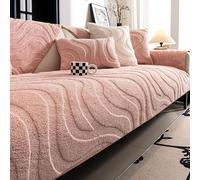 Washable Sofa Cover 1/2/3/4seater -All-Season Non-Slip Thickened Sofa Blanket for Bench Couch RV Bed Indoor Living Room(Pink,90x210cm)