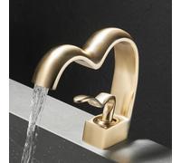 washbasin Faucet Hot and Cold Toilet Waterfall Basin Sink Faucet All Copper, Brushed Gold