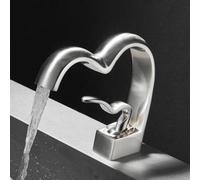 washbasin faucets Hot and Cold Toilets Waterfall Basin Sinks faucets All Copper, Brushed Silver