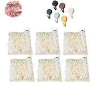 Washcloth Bar Soap Loofah Combo, 2 in 1 Soap Bar Bath Loofah Sponge with Drawstring Body Scrubber Exfoliation Mesh Shower Ball Dual-Sided Shower Washcloth for Body Cleansing (6Pcs-beige)