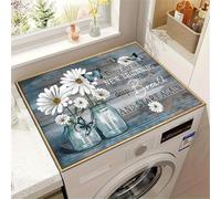 Washer And Dryer Top Protector Mat,Washer Dryer Dust Cover,Washing Machine Cover,Non-Slip Rubber Quick-Drying Mat,Dust-Proof Covers For Laundry Room Kitchen,Bathroom Carpet (Grain De Bois,50 x50 cm)