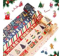 Washi Tape,8 Rouleaux Ruban Washi de Noël,Adhésif Décoratifs Papier Tape Rubans de Masquage Feuille d'or Masking Tape de Vacances à Carreaux pour Scrapbooking Artisanat Bricolage Emballage de Cadeaux