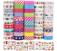 Washi Tape,Baozun 50 Rouleaux Bande de Washi Masking Tape Adhésif Ruban Adhésif Multi-Pattern Décoratifs Rubans de Masquage pour Scrapbooking,Artisanat de bricolage,Halloween,Thanksgiving, DE NOËL