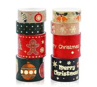 Washi Tape Noël 8 rouleaux Washi Masking Tape Adhésif Ruban adhésif décoratifs Papier Tape pour bullet journal Scrapbooking Artisanat de bricolage de fête de bureau emballage de cadeaux (Snowman)