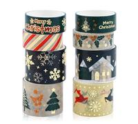 Washi Tape Noël 8 rouleaux Washi Masking Tape Adhésif Ruban adhésif décoratifs Papier Tape pour bullet journal Scrapbooking Artisanat de bricolage de fête de bureau emballage de cadeaux (Snowflake)