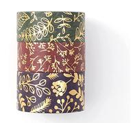 Washi Tape Set, 3 Rouleaux Feuille d'or Adhésif Décoratif Masking Ruban pour Arts, Bullet Journal, Scrapbooking Artisanat, DIY, Emballage Cadeau, Dessin, Bricolage (Leaf Fragments)