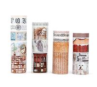 Washi Tape Set, Infeelme18 Rouleaux Vintage Washi Masking Tape, Assorti Motif Rétro Adhésif Ruban adhésif pour Projets Scrap, Bujo, ArtJournal, DIY décoration
