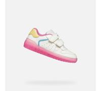 Geox J Washiba Girl B Basket, Blanc/Rose foncé, 34 EU