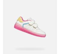 Geox J Washiba Girl B Basket, Blanc/Rose foncé, 35 EU