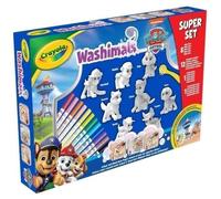 CRAYOLA - Washimals Pat' Patrouille, Super Coffret d’Activités avec 8 Chiots, 12 Feutres Lavables, Fond à colorier et Brosse, Jeu et Cadeau pour Enfants, à partir de 3 Ans, 74-0251