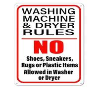 Washing Machine Dryer Rules Funny Metal Tin 12x8 Inch