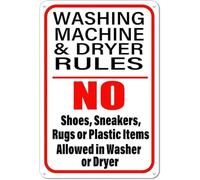 Washing Machine Rules Funny Tin Sign No Shoes Decor 8 X 12 in