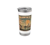 Washington D.C. Skyline USA Vintage Gobelet isotherme en acier inoxydable double paroi