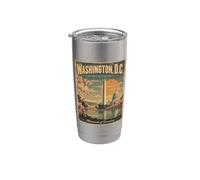 Washington D.C. Skyline USA Vintage Gobelet isotherme en acier inoxydable double paroi