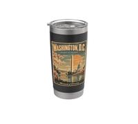 Washington D.C. Skyline USA Vintage Gobelet isotherme en acier inoxydable double paroi