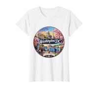 Washington DC, Capital Monument, États-Unis, Drapeau, T-Shirt Graphique avec Valeur, Femme, Blanc, M