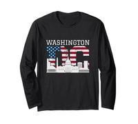 Washington DC Capitol Hill T-Shirt Souvenir du Drapeau américain Manche Longue