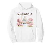 Washington DC Cherry Blossoms Landmark Art Souvenir Voyage Sweat à Capuche