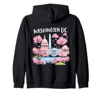 Washington DC Cherry Blossoms Landmark Art Souvenir Voyage Sweat à Capuche