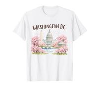 Washington DC Cherry Blossoms Landmark Art Souvenir Voyage T-Shirt