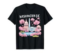 Washington DC Cherry Blossoms Landmark Art Souvenir Voyage T-Shirt