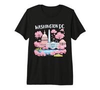 Washington DC Cherry Blossoms Landmark Art Souvenir Voyage T-Shirt Haut de Gamme