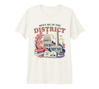 Washington DC Landmarks Cherry Blossoms Histoire Voyage T-Shirt Haut de Gamme