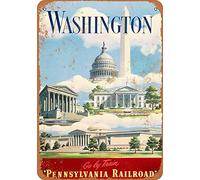 Washington, Dc Via Pennsy Railroad Decor Poster mural en métal 20,3 x 30,5 cm
