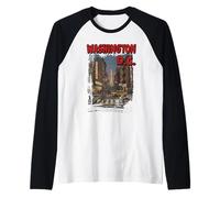 Washington DC Vintage City Street Voyage Souvenir Graphique Manche Raglan