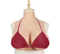 WASHLA Poitrine en Silicone Artificielle Faux Seins avec Col Haut Réalistes B-H Coupe Formes Seins pour Transgenres Drag Queen(Taille :Coupe E,Color:Color 2)