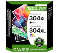 Washope 304XL Remplacement pour Cartouche HP 304 XL Noir et Couleur pour Encre 304 Compatible pour HP Envy 5030 pour Deskjet 3760 3720 2620 2625 2630 2635 Envy 5010 5020 5032 (1 Noir, 1 Couleur)