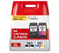 Washope 560XL 561XL Compatible pour Canon 560 561 PG561XL Compatible pour Canon Pixma TS5350 TS7450i TS5350a TS7450 TS5350i TS5300 TS5351 TS5351a TS7451a TS5351i TS5352 (Noir Couleur, 2-Pack)