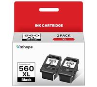Washope 560XL PG 560XL Noir Compatible pour Canon Cartouche 560 561 Compatible pour Canon 560 XL pour Canon Pixma TS5350 TS7450a TS5350a TS5300 TS5350i TS5351 TS7450 TS5351a (Noir, 2-Pack)