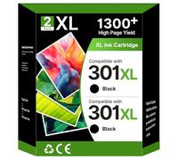 Washope 301XL Noir Cartouches Remplacement pour Cartouche HP 301 Noir pour Encre HP 301 XL pour Envy 5530 4500 4507 5532 4504 4502 DeskJet 2547 2540 1510 2549 3050 1050 OfficeJet 4630 3050 (2 Noir)
