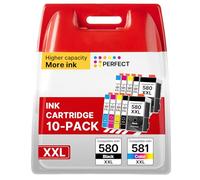 Washope Cartouche PGI-580 CLI-581 XXL Remplacement Cartouche pour Canon 581 580 XXL pour TS705 TS705a TS6350 TS6350a TS6351 TS6351a TR8250 TS6150 Multifonction pour télétravail et étudiants (10 Pack)